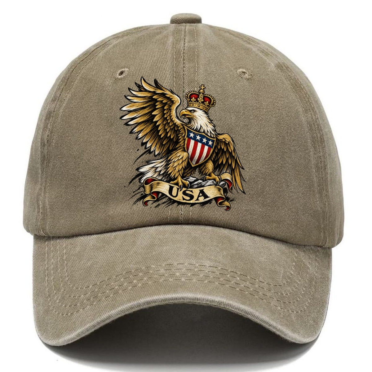 Crowned Eagle USA Shield Classic Cap – Warm Sand