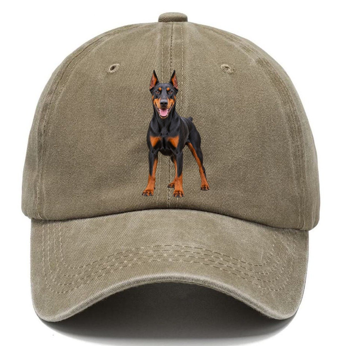 Doberman Pinscher Standing Top Breeds Classic Cap – Warm Sand