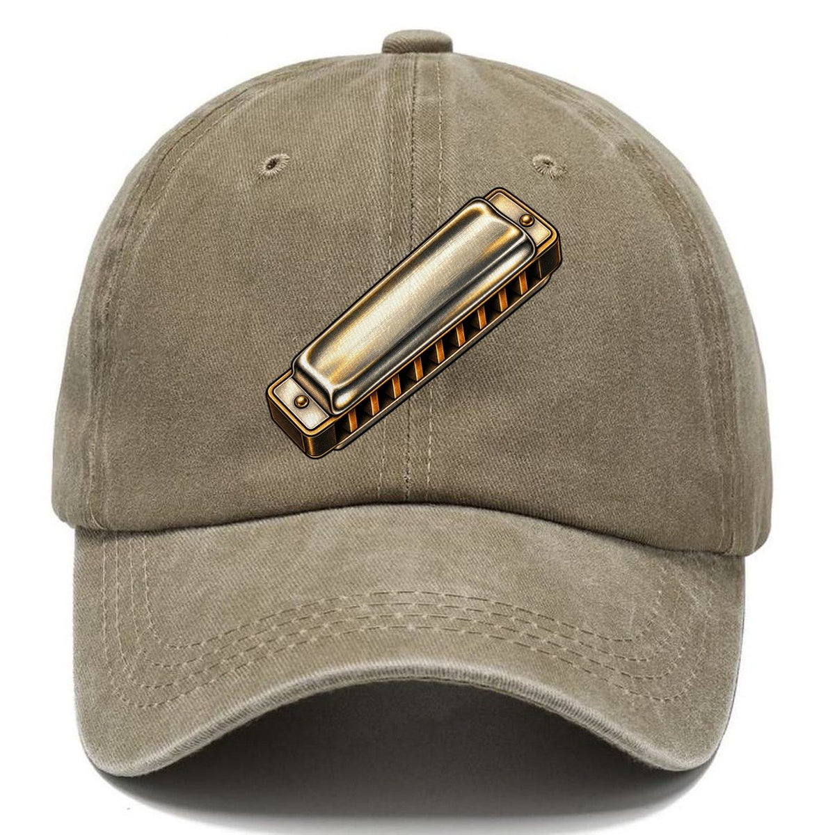 Chrome Harmonica Upright Angle Pastimes Companions Classic Cap – Warm Sand