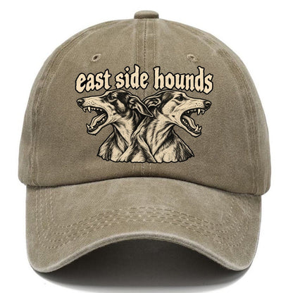 Two Lean Hound Heads Back To Back Facing Opposite Directions Bark For Me Classic Cap – Warm Sand