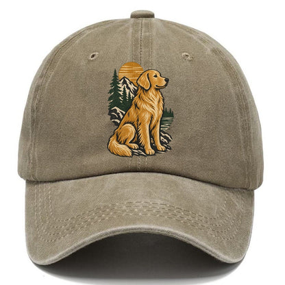 Golden Retriever Mountain Lake Classic Cap – Warm Sand