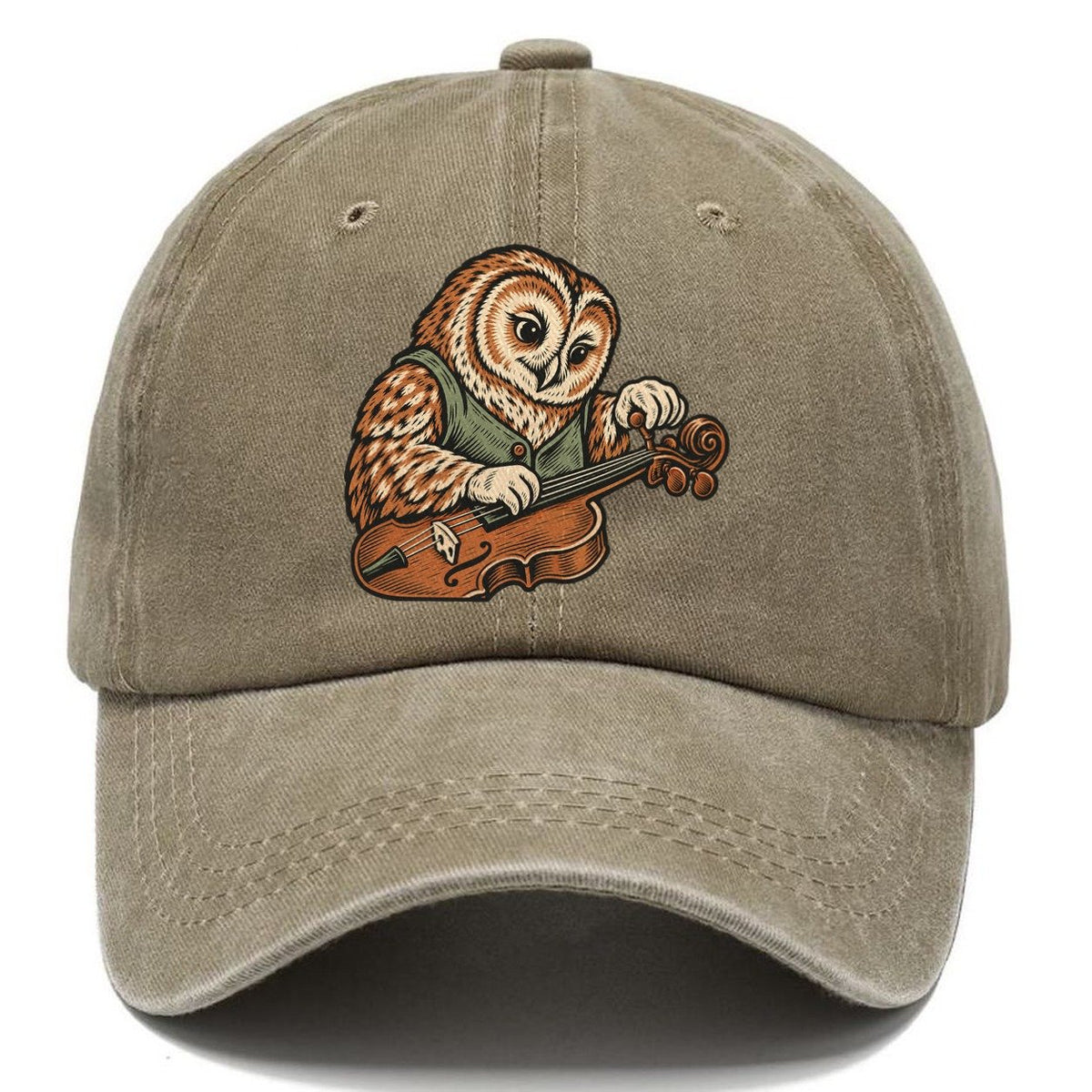 Owl Violin Repairer Sundown Familiars Classic Cap – Warm Sand