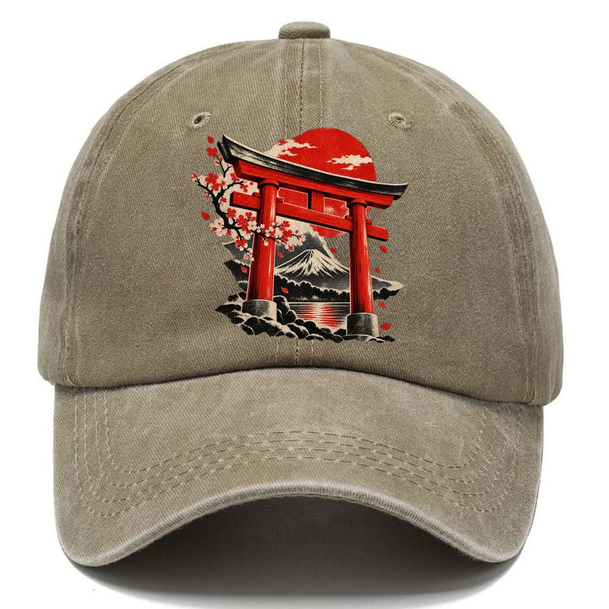 Torii Gate Mount Fuji Blossoms Classic Cap – Warm Sand