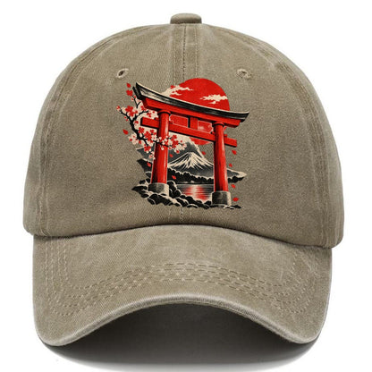 Torii Gate Mount Fuji Blossoms Classic Cap – Warm Sand
