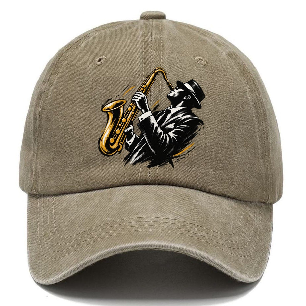Expressive Ink Jazz Saxophonist Classic Cap – Warm Sand