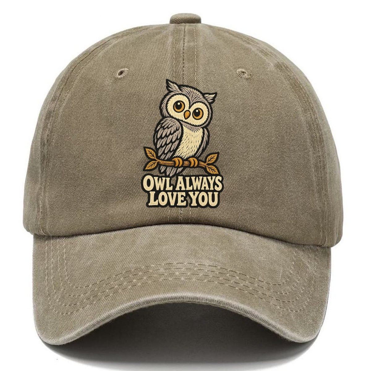 Woodcut Owl Animal Puns Classic Cap – Warm Sand