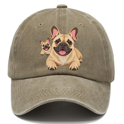 Cut-Paper Collage French Bulldog Lying Down Classic Cap – Warm Sand
