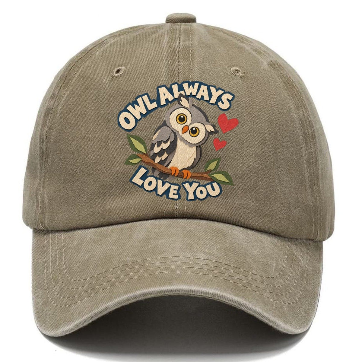 Cut-Paper Owl Animal Puns Classic Cap – Warm Sand