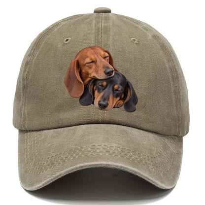 Dachshund Sleeping Pair Character Club Classic Cap – Warm Sand