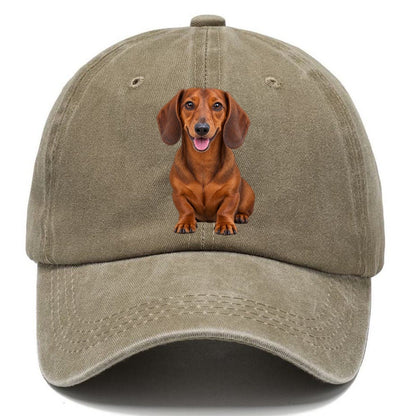 Dachshund Sitting Top Breeds Classic Cap – Warm Sand