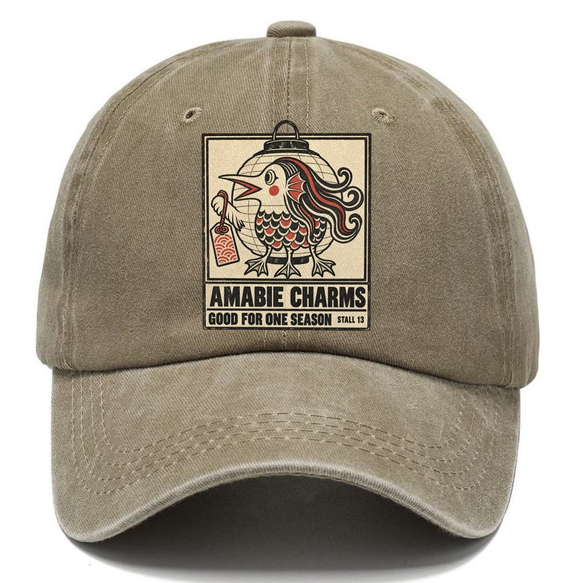 Amabie Charms Yokai Night Market Classic Cap – Warm Sand