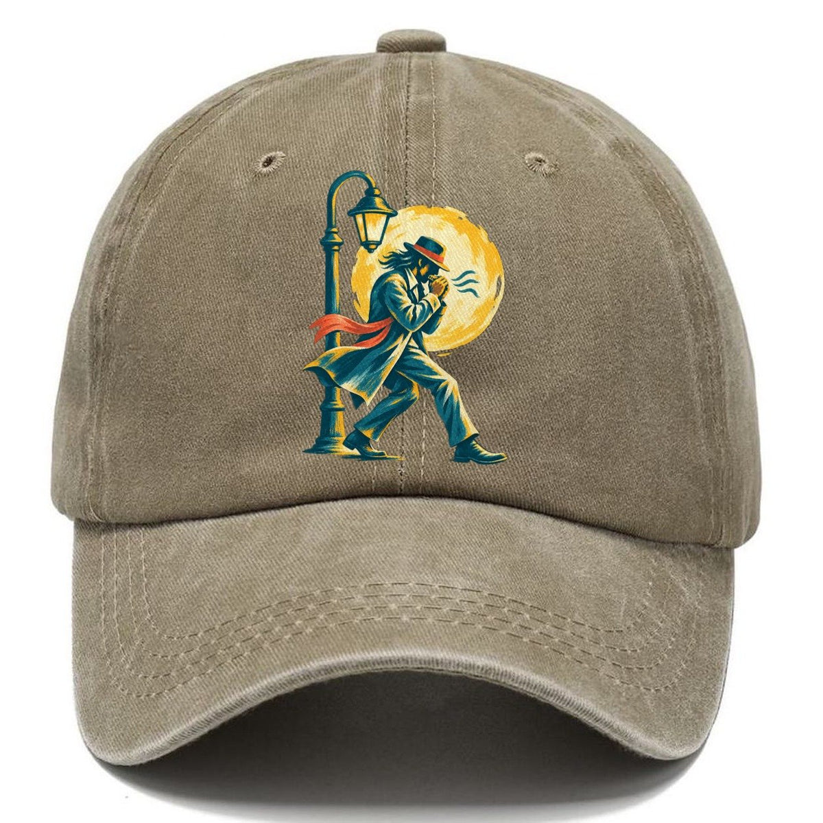 Man in Hat by Lamppost Classic Cap – Warm Sand