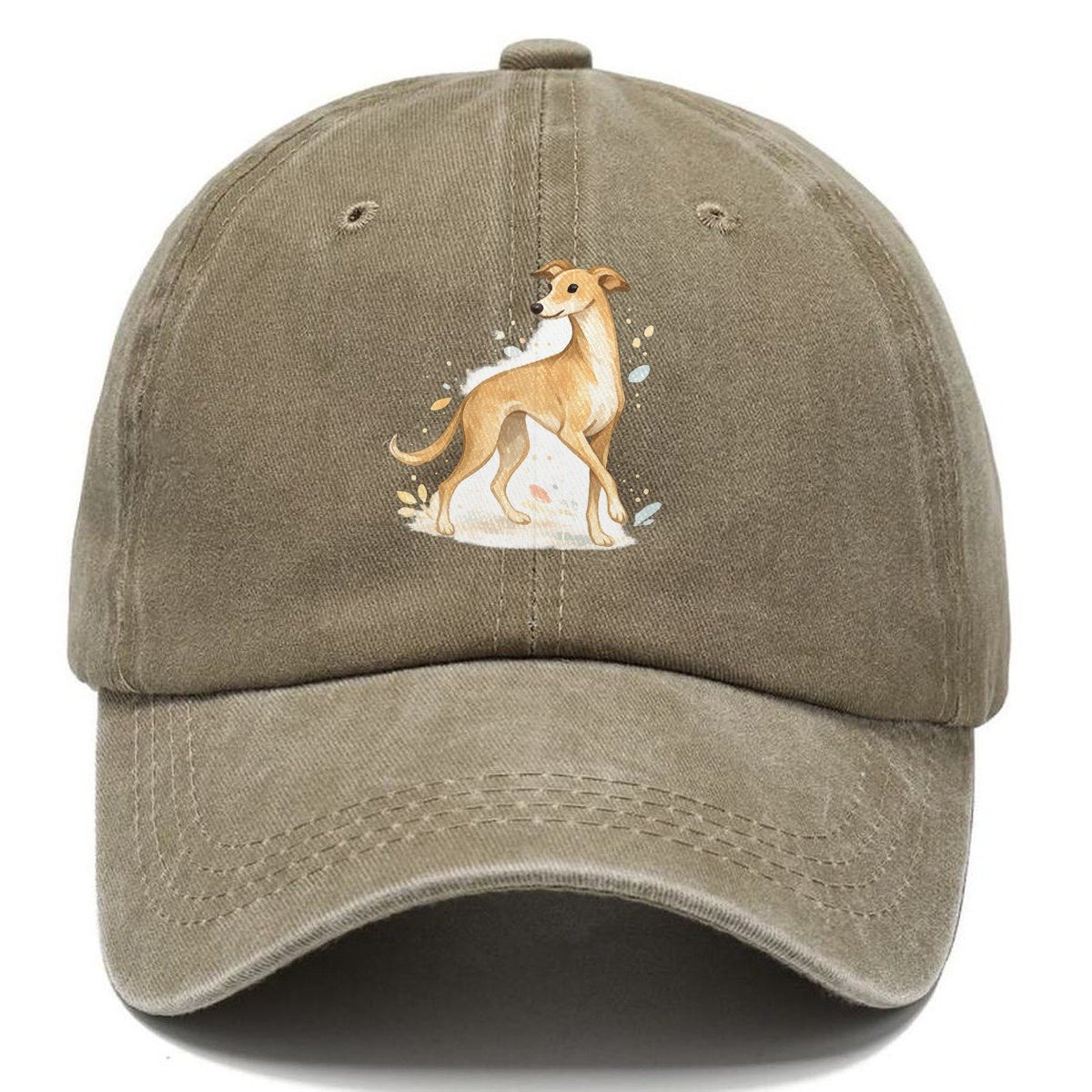 Watercolor Whippet Dog Classic Cap – Warm Sand