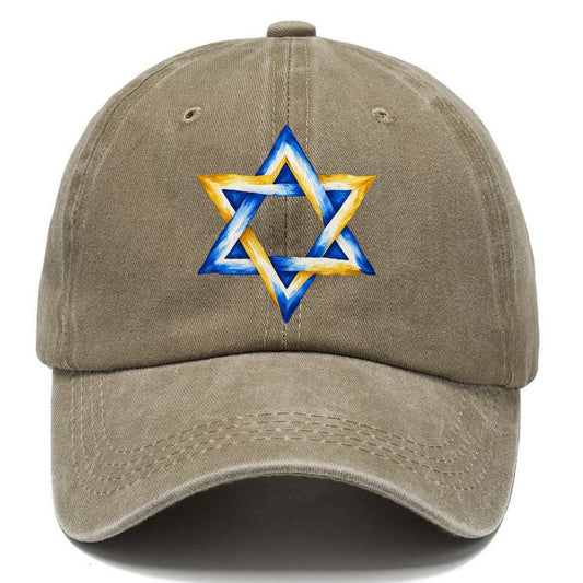 Star of David Left Chest Washed Classic Cap – Warm Sand