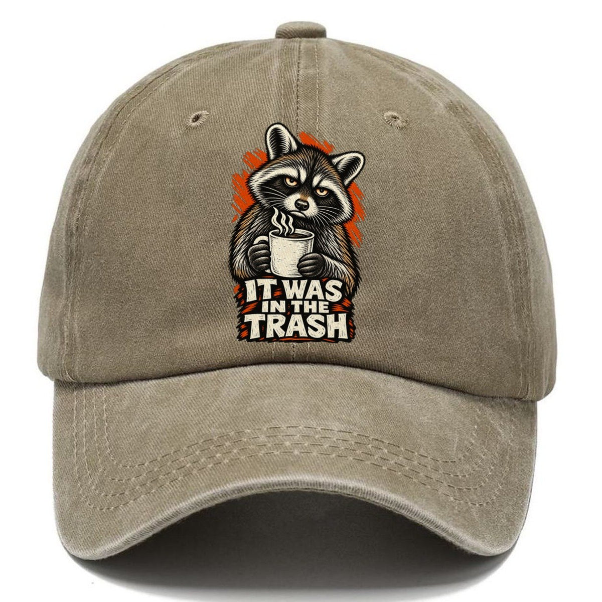 It Was in the Trash Raccoon Classic Cap – Warm Sand