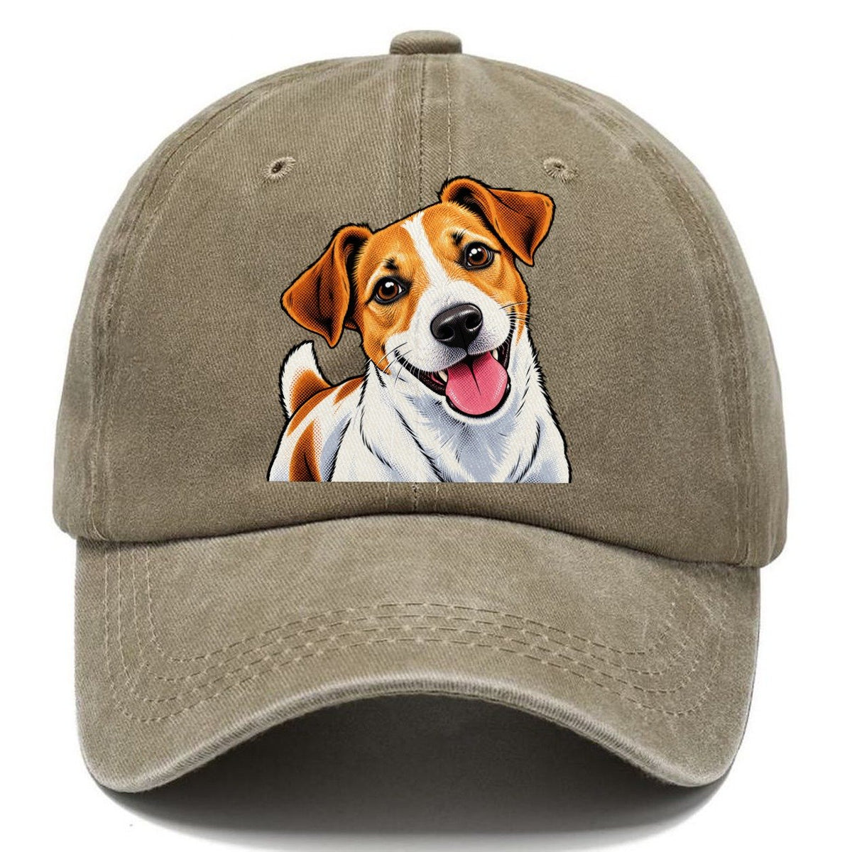 Happy Jack Russell Terrier Portrait Classic Cap – Warm Sand
