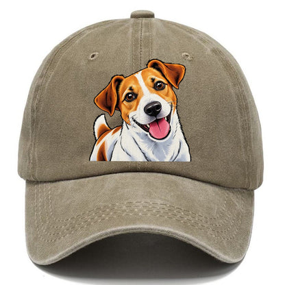 Happy Jack Russell Terrier Portrait Classic Cap – Warm Sand