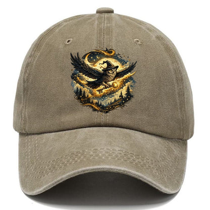 Wizard Owl with Magic Key Under Full Moon Classic Cap – Warm Sand