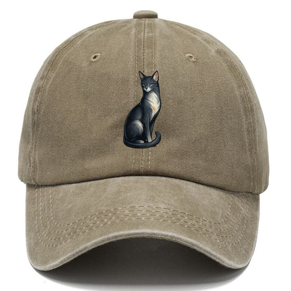Blue-Eyed Gray Cat Classic Cap – Warm Sand