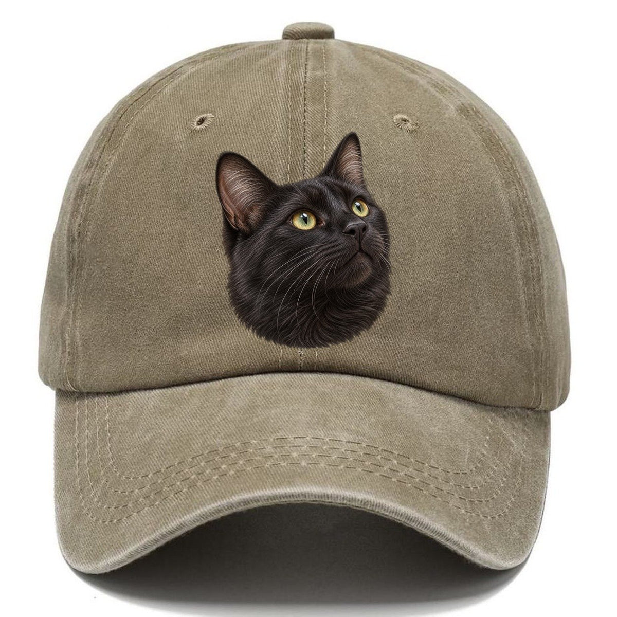 Black Cat Upturned Whiskers Pastimes Companions Classic Cap – Warm Sand