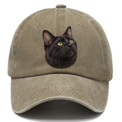 Black Cat Upturned Whiskers Pastimes Companions Classic Cap – Warm Sand