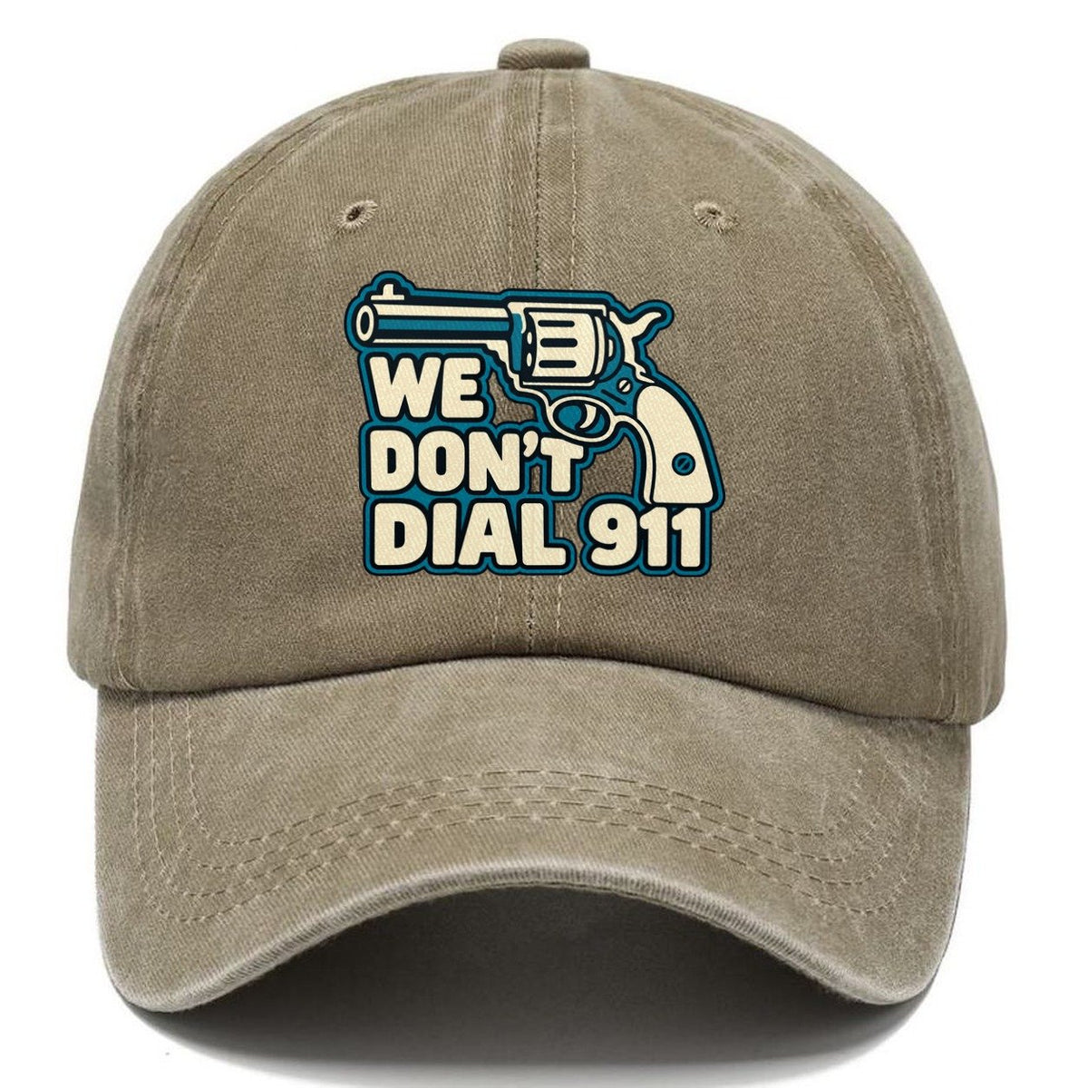 Continuous Line Mark We Don't Dial 911 Classic Cap – Warm Sand
