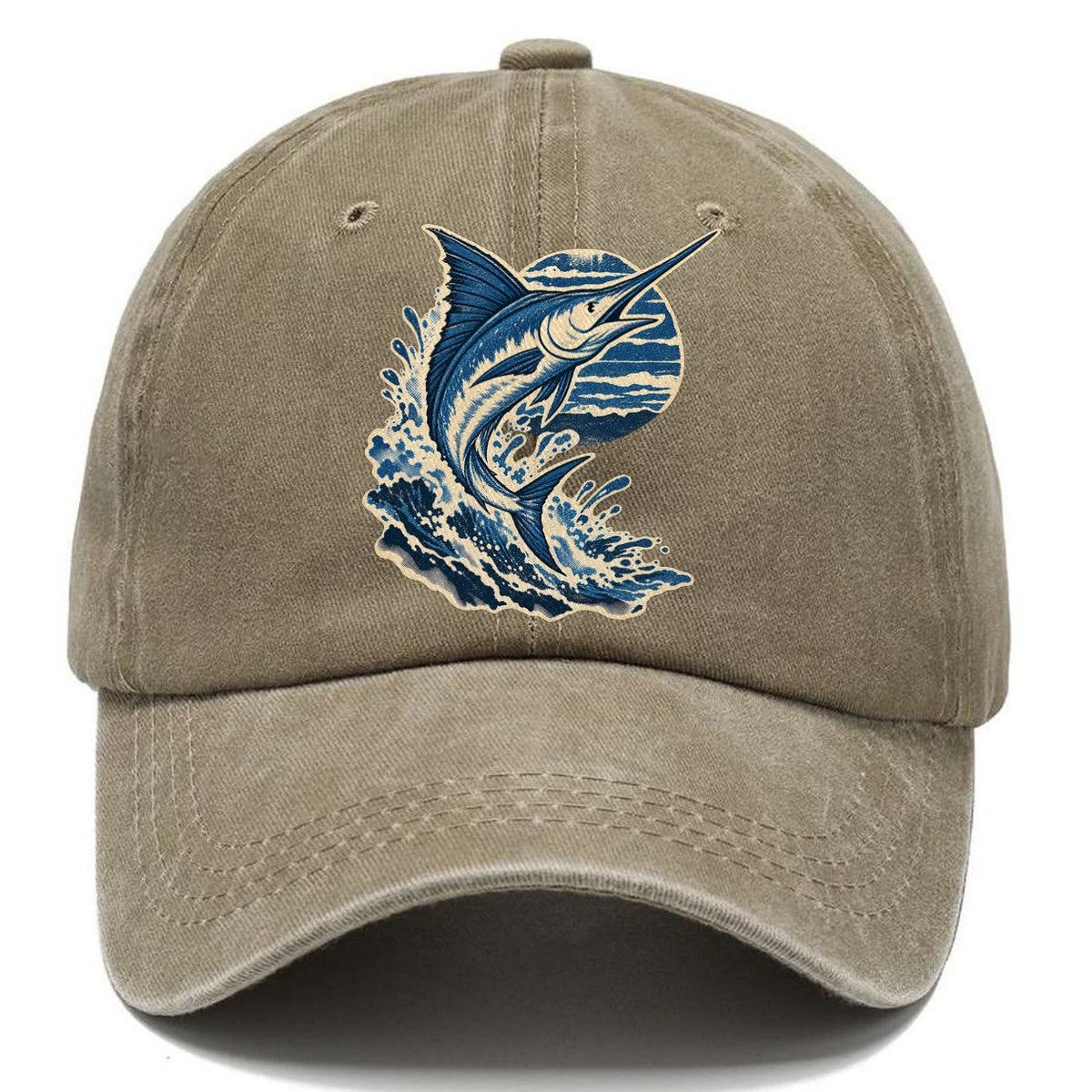 Leaping Marlin and Waves Classic Cap – Warm Sand