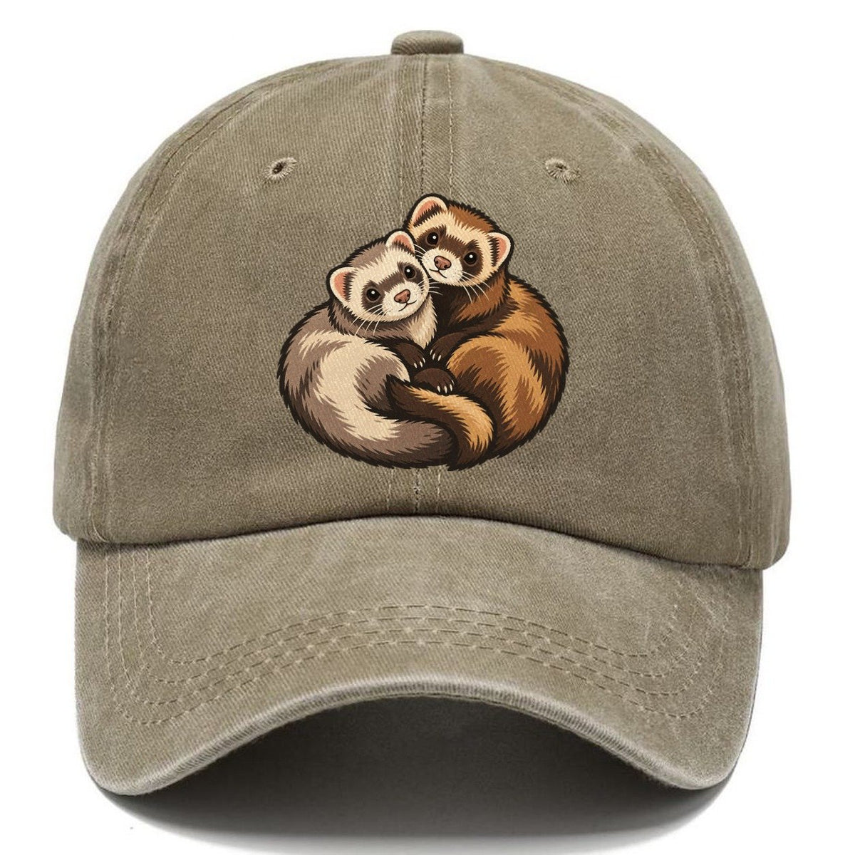 Ferret Pair Curl Small Pet Logos Classic Cap – Warm Sand