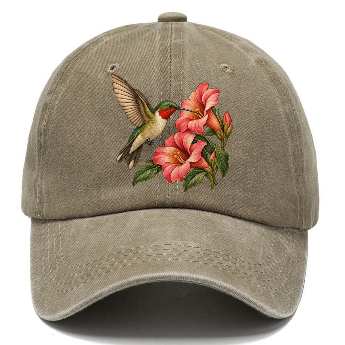 Ruby Throat Flower Arc Everyday Originals Classic Cap – Warm Sand