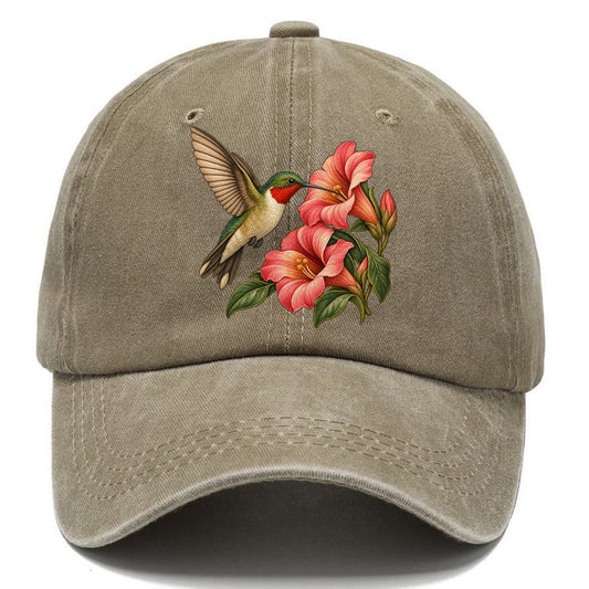 Ruby Throat Flower Arc Everyday Originals Classic Cap – Warm Sand