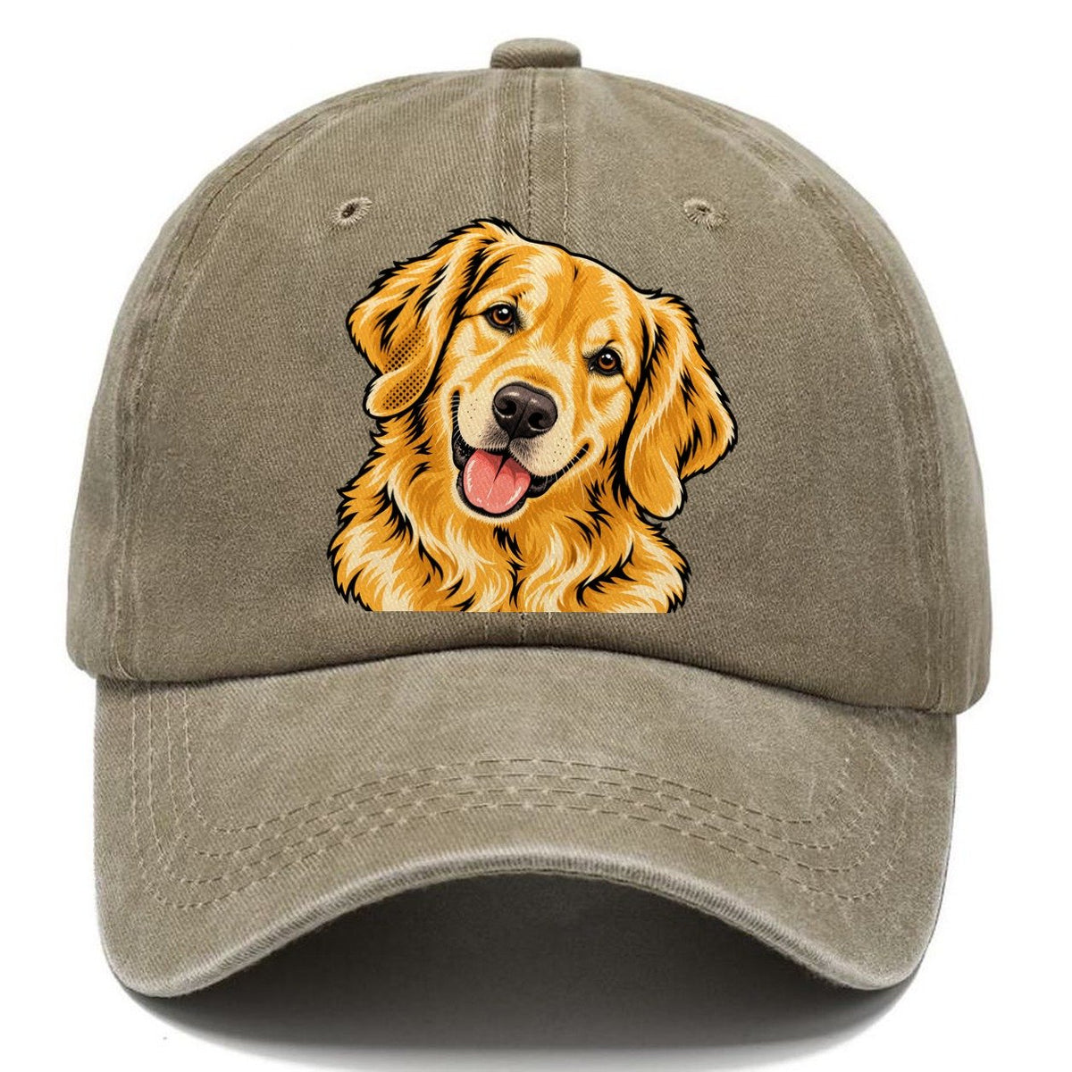 Pop Art Golden Retriever Head Tilt Classic Cap – Warm Sand