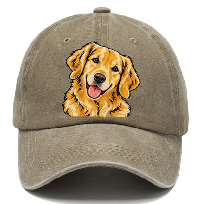 Pop Art Golden Retriever Head Tilt Classic Cap – Warm Sand