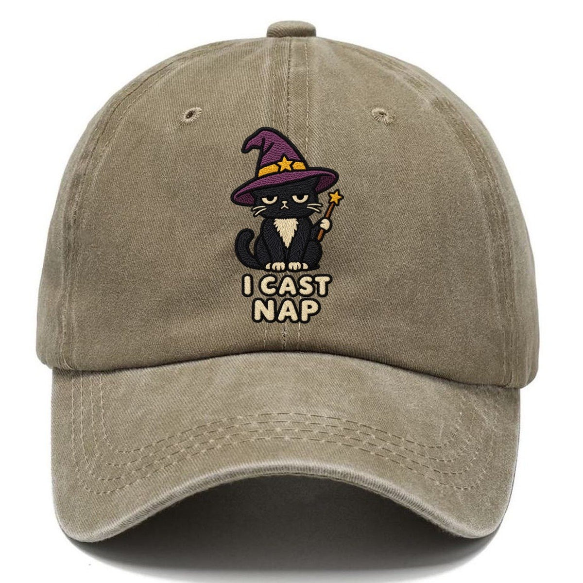 Black Cat Witch Weary Court Classic Cap – Warm Sand