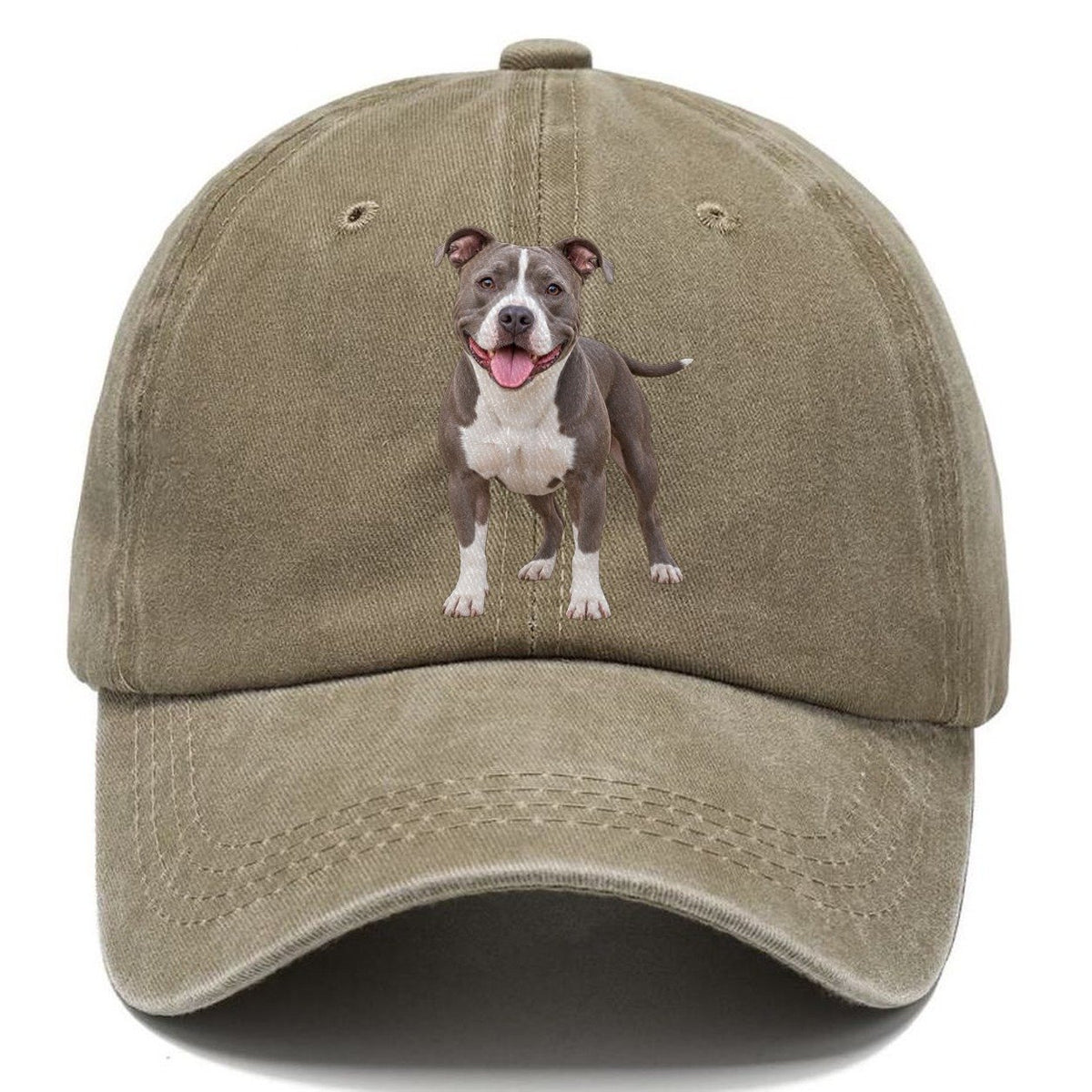 Pit Bull Terrier Standing Top Breeds Classic Cap – Warm Sand