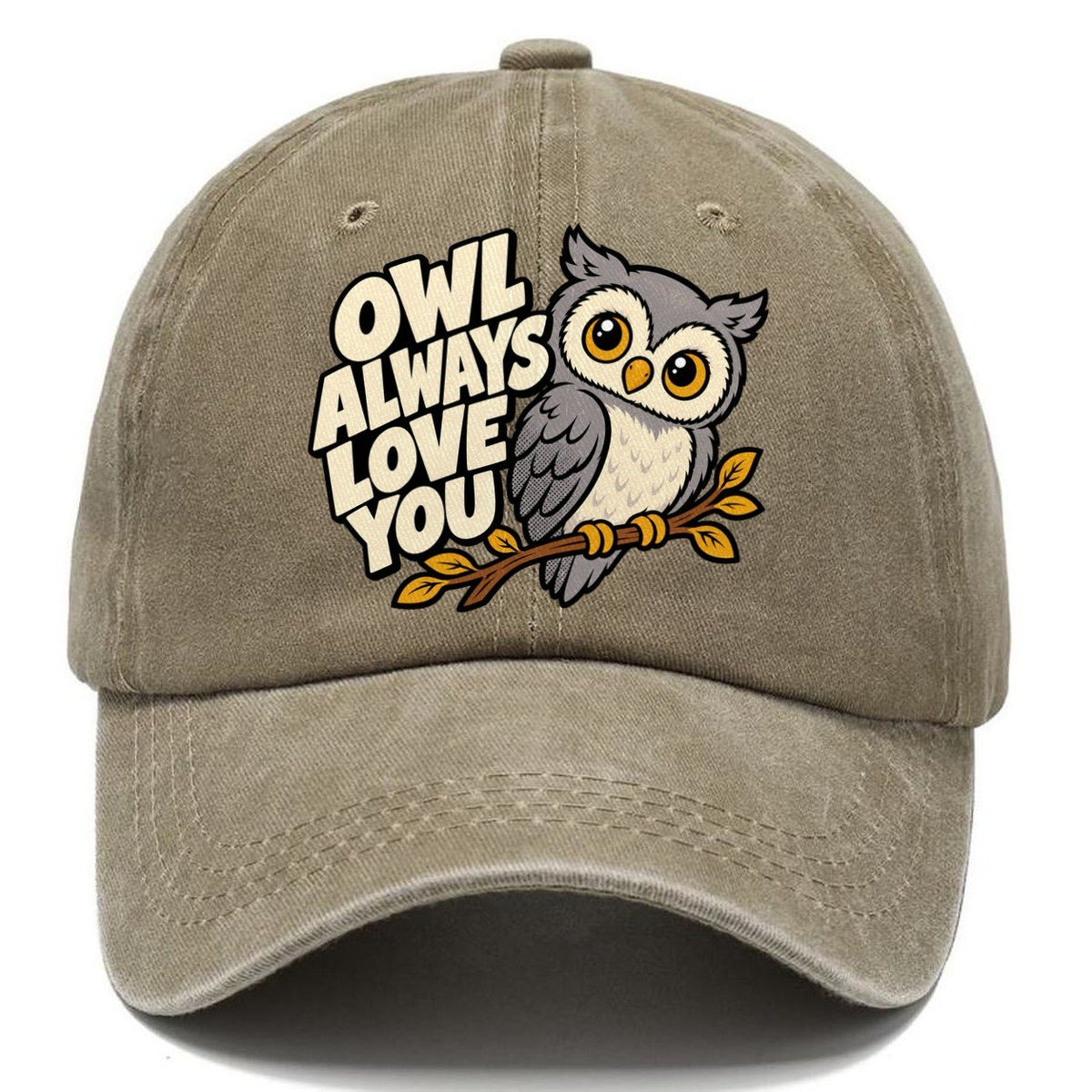 Pop Art Owl Animal Puns Classic Cap – Warm Sand