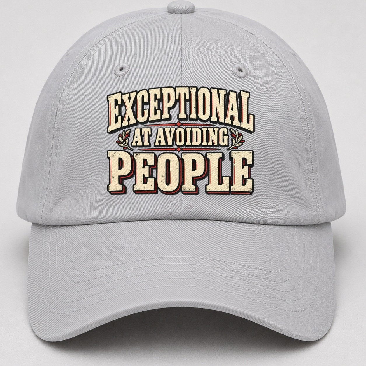 Exceptional At Avoiding People American Wit Baseball Cap – Light Gray