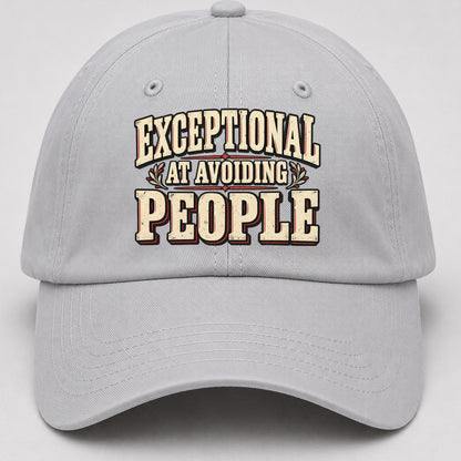 Exceptional At Avoiding People American Wit Baseball Cap – Light Gray