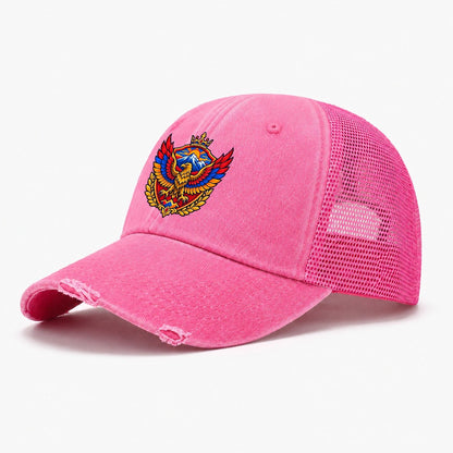 Armenia Heraldic Crest Country Logos Washed Trucker Hat – Rose