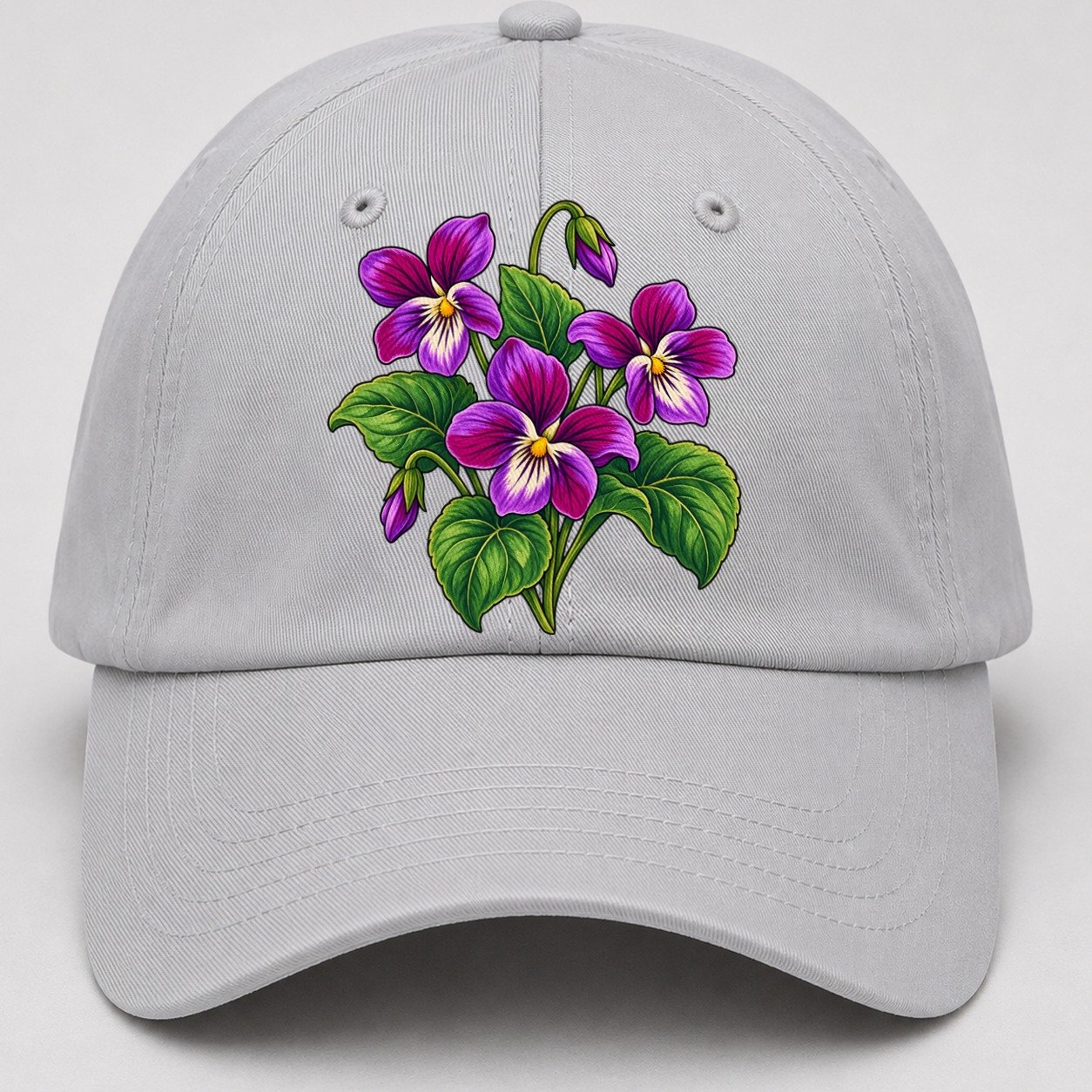 New Brunswick Purple Violet Canada Cultural Icons Baseball Cap – Light Gray