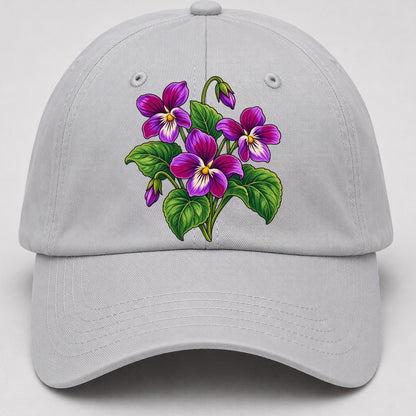 New Brunswick Purple Violet Canada Cultural Icons Baseball Cap – Light Gray