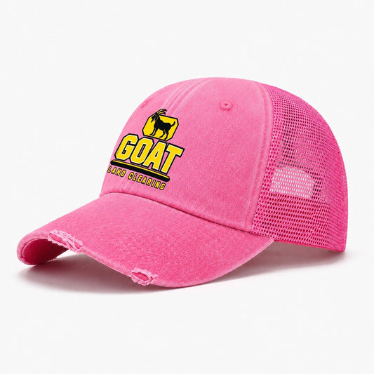 Goat Land Clearing Heavy Duty Washed Trucker Hat – Rose