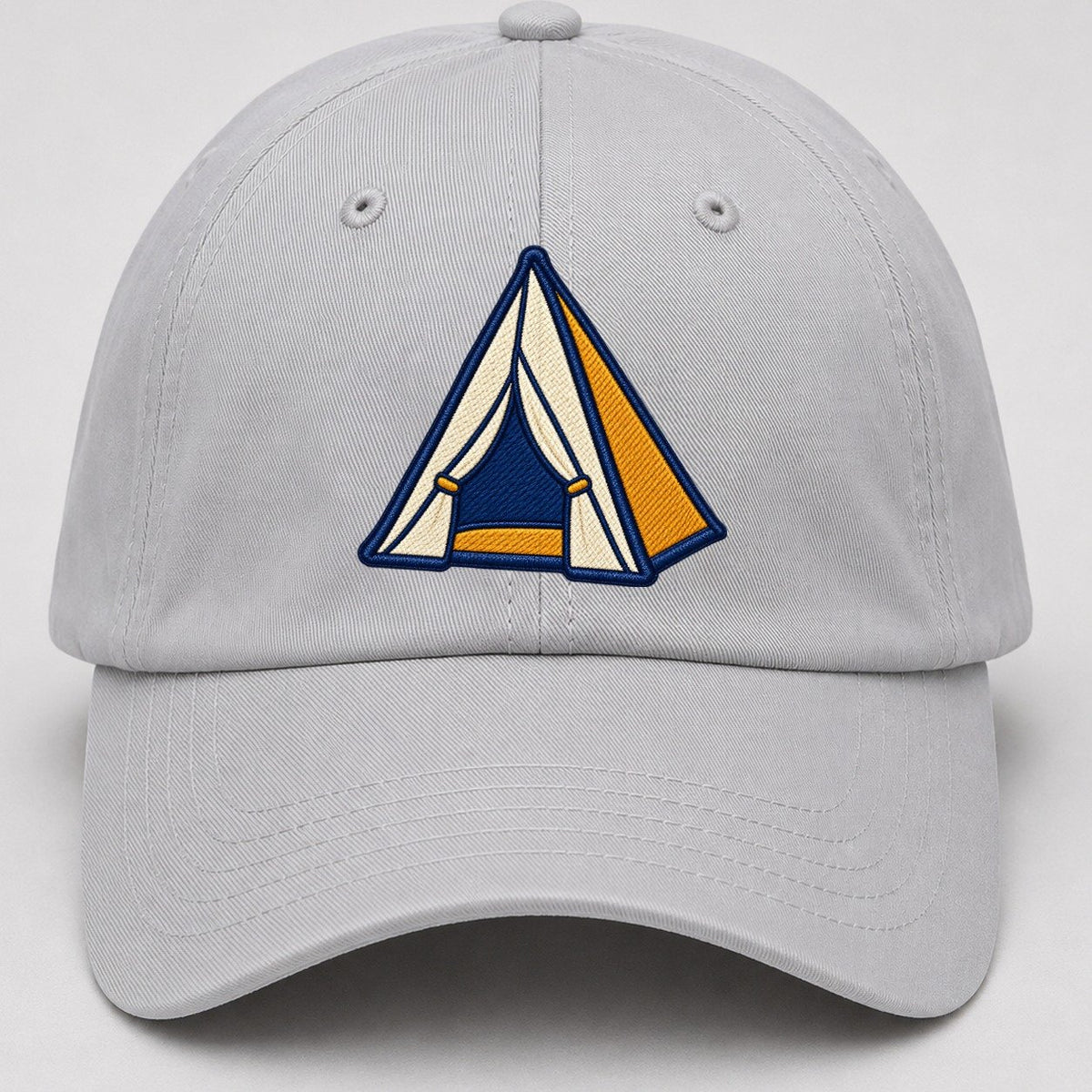Dome Camping Tent Tiny Solo Marks Baseball Cap – Light Gray