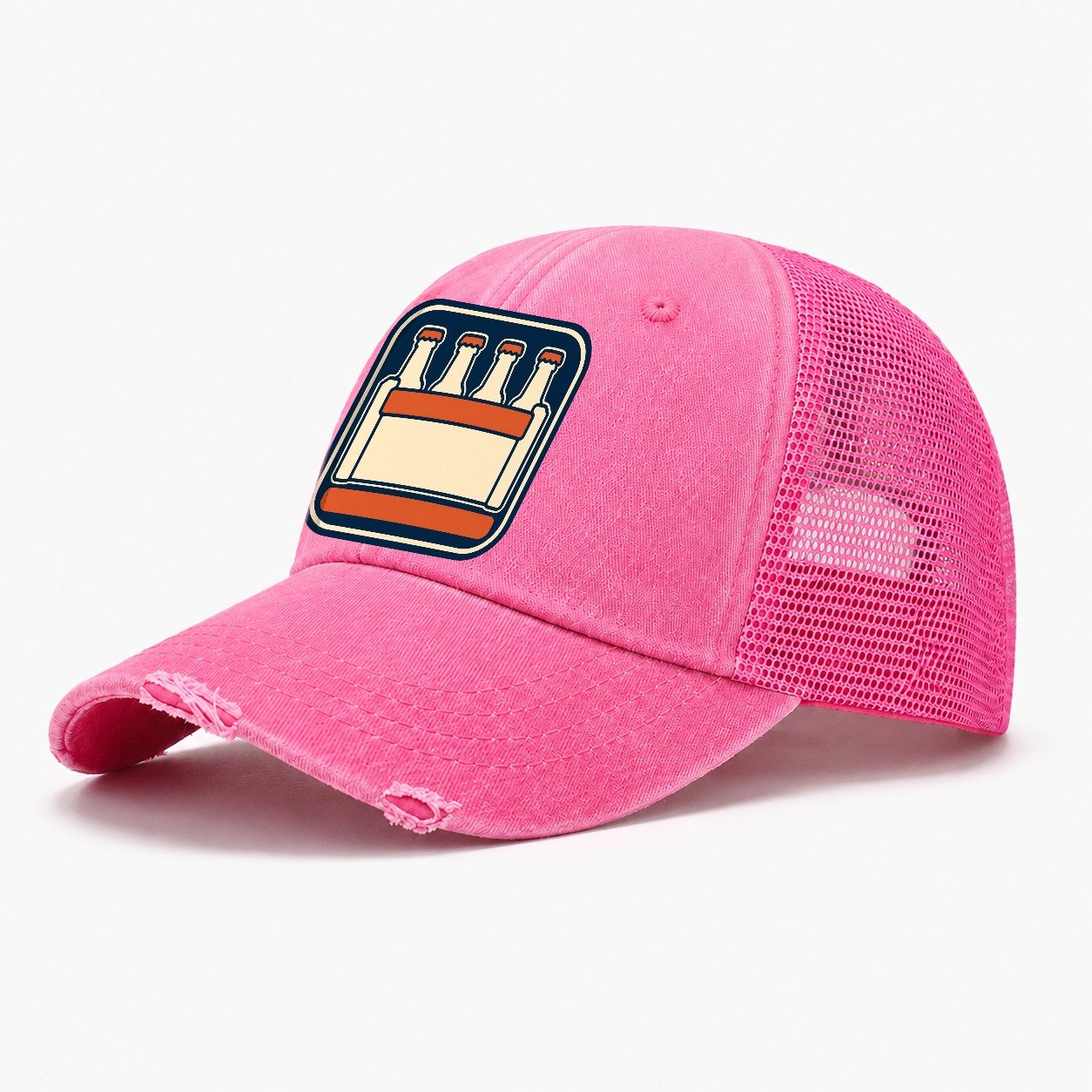 Bottle Crate Washed Trucker Hat – Rose