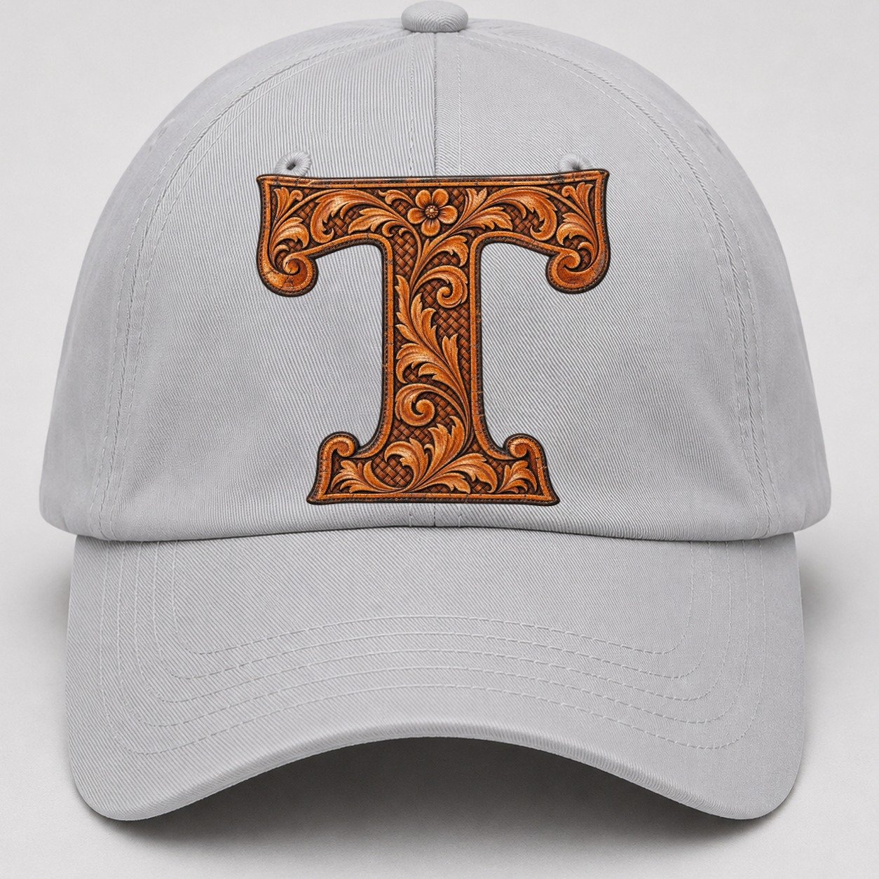 Tooled Leather T Monogram Baseball Cap – Light Gray