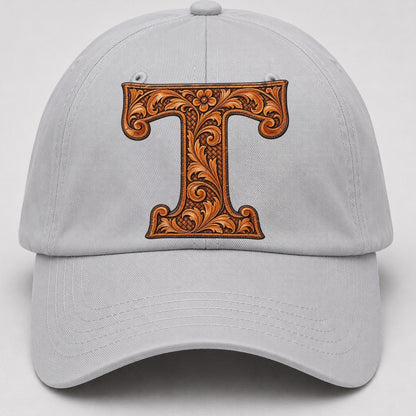 Tooled Leather T Monogram Baseball Cap – Light Gray