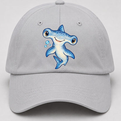Hammerhead Shark Curious Tilt Sea Sprite Baseball Cap – Light Gray