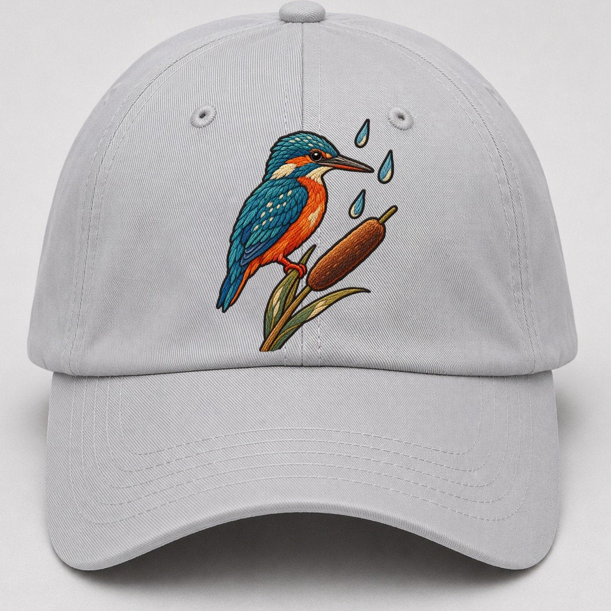 Kingfisher Rain Pause Gentle Wild Baseball Cap – Light Gray
