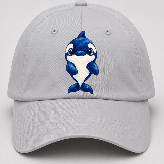 Orca Front Splash Sea Sprite Baseball Cap – Light Gray
