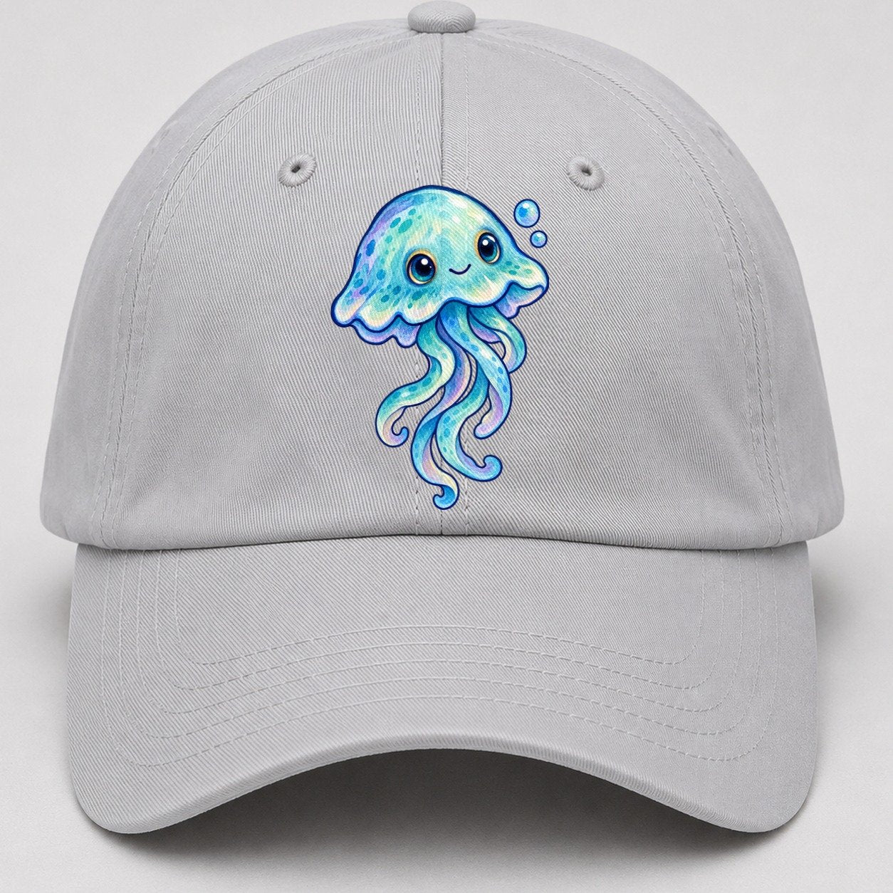 Jellyfish Upward Drift Sea Sprite Baseball Cap – Light Gray