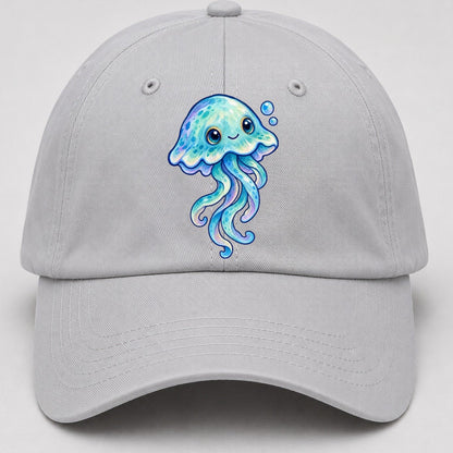 Jellyfish Upward Drift Sea Sprite Baseball Cap – Light Gray
